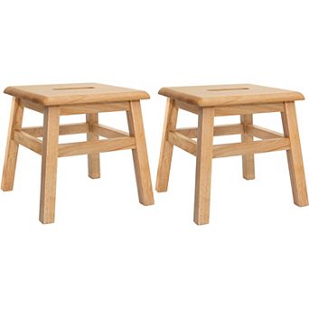eHemco Solid Hardwood Wooden Step Stool for Adults and Kids with 200 lb. Load Capacity, Set of 2