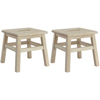 eHemco Solid Hardwood Wooden Step Stool for Adults and Kids with 200 lb. Load Capacity, Set of 2