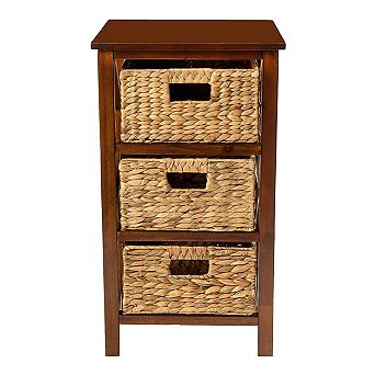 eHemco 3 tier X-Side End Storage Cabinet with 3 Wicker Baskets