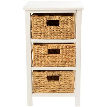 eHemco 3 tier X-Side End Storage Cabinet with 3 Wicker Baskets