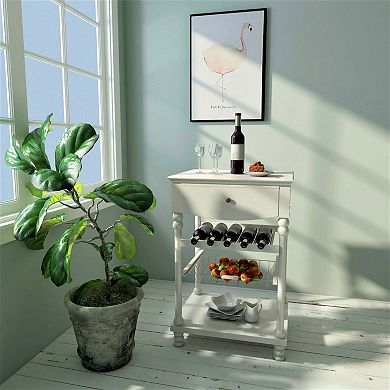 eHemco Euro Kitchen Cart with 1 Drawer, 2 Storage Shelves and 1 Basket