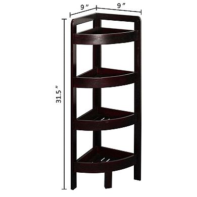 eHemco 4 Tier Wood Corner Storage Shelf, 31.5 Inches Height