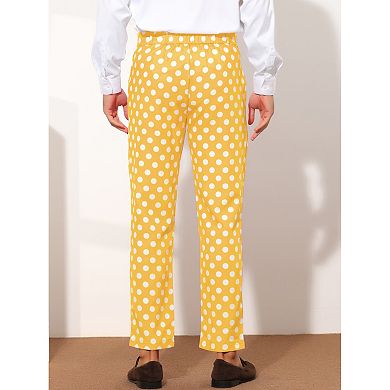 Polka Dots Dress Pants for Men's Regular Fit Flat Front Formal Printed Trousers