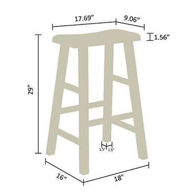 eHemco Heavy-Duty Solid Wood Saddle Seat Kitchen Counter Barstools, 29 Inches, Set of 3