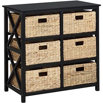 eHemco 3 tier X-Side End Storage Cabinet with 6 Wicker Baskets