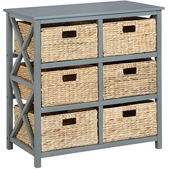 eHemco 3 tier X-Side End Storage Cabinet with 6 Wicker Baskets