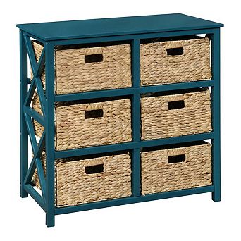 eHemco 3 tier X-Side End Storage Cabinet with 6 Wicker Baskets