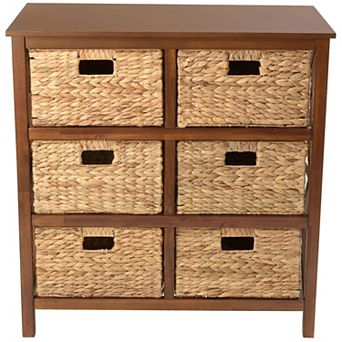 eHemco 3 tier X-Side End Storage Cabinet with 6 Wicker Baskets