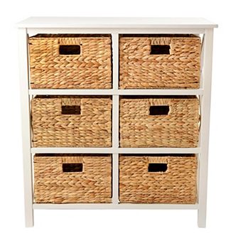 eHemco 3 tier X-Side End Storage Cabinet with 6 Wicker Baskets