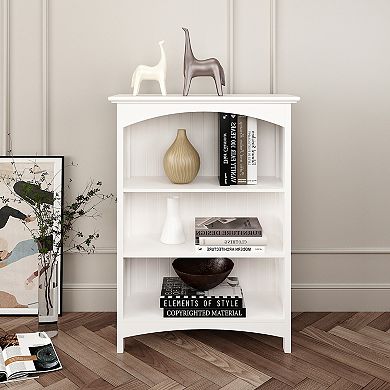 eHemco 3 Tier Bookcase with 2 Arched Supports, 40 Inches Height