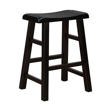 eHemco Heavy-Duty Solid Wood Saddle Seat Kitchen Counter Height Barstools, 24 Inches, Set of 3