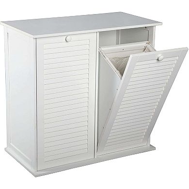 eHemco Dual Basket Tilt Out Laundry Clothes Sorter with 2 Removable Cotton Bags