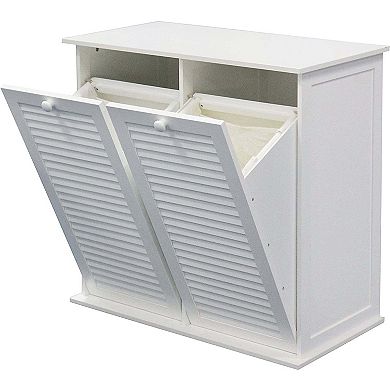 eHemco Dual Basket Tilt Out Laundry Clothes Sorter with 2 Removable Cotton Bags