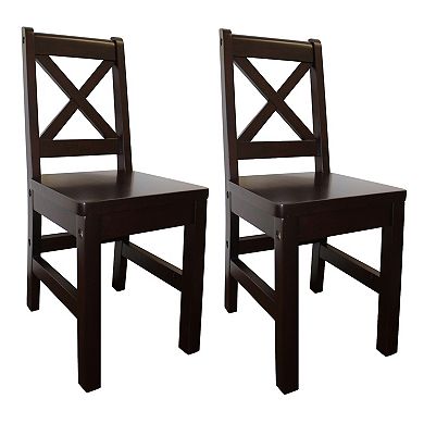 eHemco Solid Hard Wood Kids Table and X-Back Chairs, 3 Pieces Set