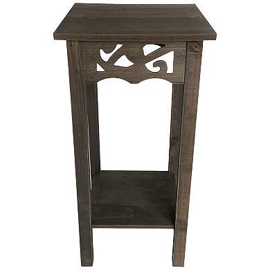 eHemco Plant Decorating Stand End Table Side Table with Storage Shelf, 23.7 Inches Height