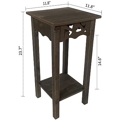 eHemco Plant Decorating Stand End Table Side Table with Storage Shelf, 23.7 Inches Height