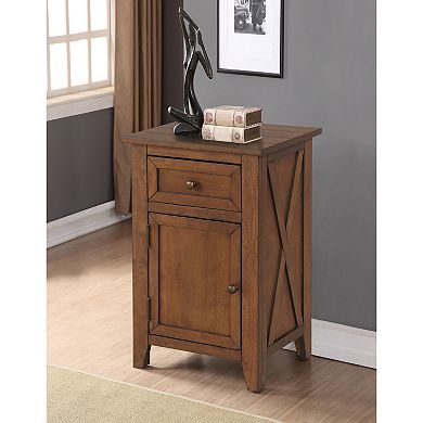 eHemco X-Side Wood Nightstand Side Table End Table with 1 Drawer and 1 Door Storage Cabinet