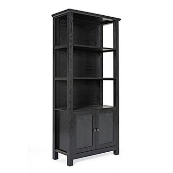 Emma and Oliver Dassie Modern Farmhouse Wooden Bookcase with Tempered Glass Doors