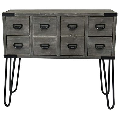 eHemco Antique Metal Legs Storage Console Table with 8 Drawers, 36 Inches Width
