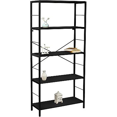 eHemco 5 Tier Modern Rustic Bookcase, 64 Inches Height