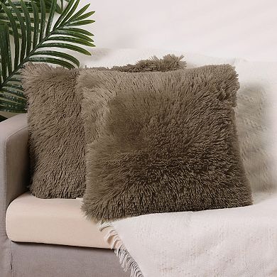 2Pcs Soft Modern Plush Throw Home Decor Throw Pillowcases 18" x 18"