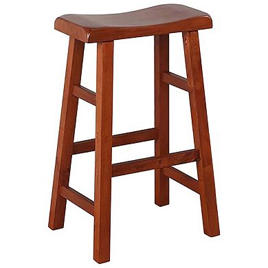 eHemco Heavy-Duty Solid Wood Saddle Seat Kitchen Counter Barstools, 29 Inches, Set of 2