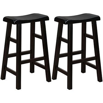 eHemco Heavy-Duty Solid Wood Saddle Seat Kitchen Counter Barstools, 29 in Set of 2