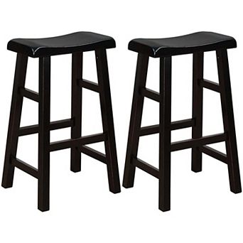 eHemco Heavy-Duty Solid Wood Saddle Seat Kitchen Counter Barstools, 29 in Set of 2