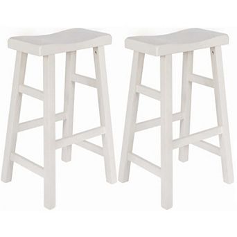 eHemco Heavy-Duty Solid Wood Saddle Seat Kitchen Counter Barstools, 29 in Set of 2