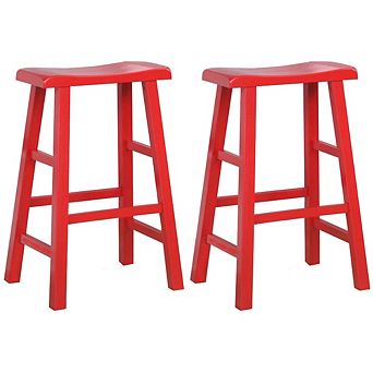 eHemco Heavy-Duty Solid Wood Saddle Seat Kitchen Counter Barstools, 29 in Set of 2