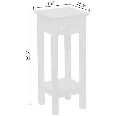 eHemco Plant Decorating Stand End Table Side Table with Storage Shelf, 29.5 Inches Height