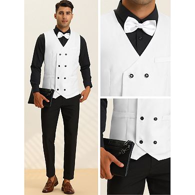 Men's Suit Vest Double Breasted V-Neck Slim Fit Formal Wedding Dress Waistcoat
