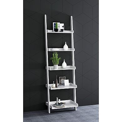 eHemco 5 Tier Leaning Ladder Wall Book Shelf, 69 Inches Height