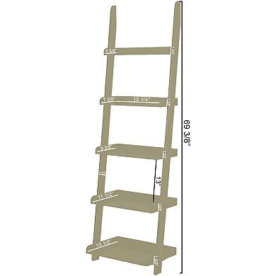eHemco 5 Tier Leaning Ladder Wall Book Shelf, 69 Inches Height