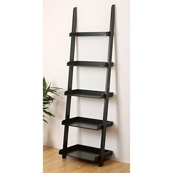 eHemco 5 tier Leaning Ladder Wall Book Shelf, 69 in Height