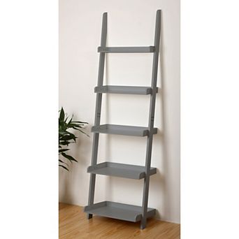 eHemco 5 tier Leaning Ladder Wall Book Shelf, 69 in Height