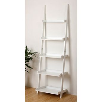 eHemco 5 tier Leaning Ladder Wall Book Shelf, 69 in Height