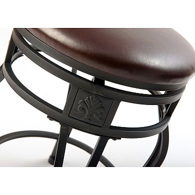 eHemco Swivel Metal Barstool with Faux Leather Seat, Set of 2