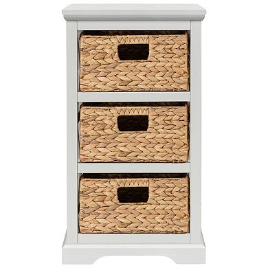 Hampton Meadows 3 Tier X-Side End Storage Cabinet with 3 Wicker Baskets