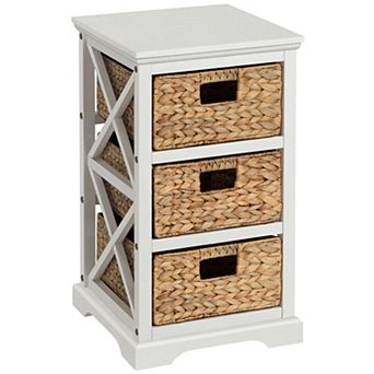 Hampton Meadows 3 tier X-Side End Storage Cabinet with 3 Wicker Baskets