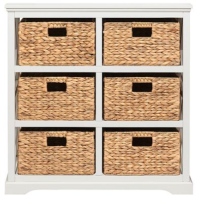 Hampton Meadows 3 Tier X-Side End Storage Cabinet with 6 Wicker Baskets