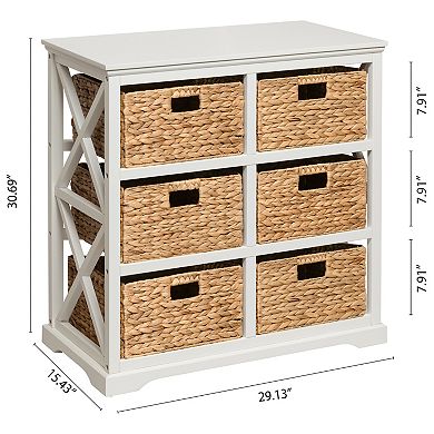 Hampton Meadows 3 Tier X-Side End Storage Cabinet with 6 Wicker Baskets
