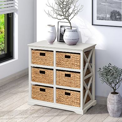 Hampton Meadows 3 Tier X-Side End Storage Cabinet with 6 Wicker Baskets