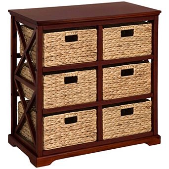 Hampton Meadows 3 tier X-Side End Storage Cabinet with 6 Wicker Baskets