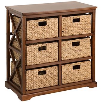 Hampton Meadows 3 tier X-Side End Storage Cabinet with 6 Wicker Baskets