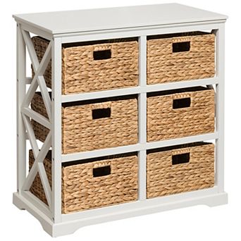 Hampton Meadows 3 tier X-Side End Storage Cabinet with 6 Wicker Baskets