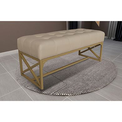 eHemco Modern Faux Leather Upholstered Bench