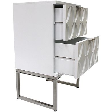 eHemco End Table Side Table with 2 Drawers and Metal Legs