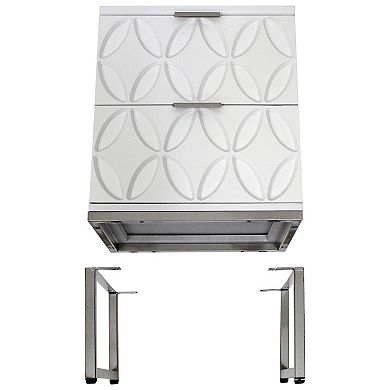 eHemco End Table Side Table with 2 Drawers and Metal Legs