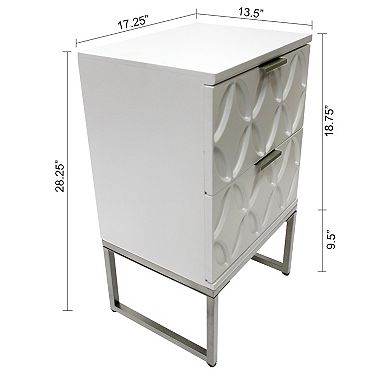 eHemco End Table Side Table with 2 Drawers and Metal Legs